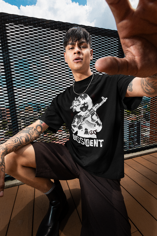 "DISSIDENT" Graphic T-Shirt | Peace & War Street Art Tee | Anti-Establishment Fashion