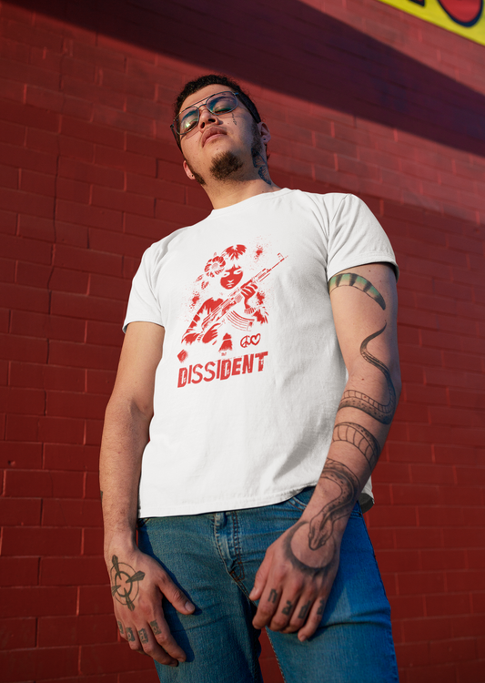 "DISSIDENT" Graphic T-Shirt | Peace & War Street Art Tee | Anti-Establishment Fashion