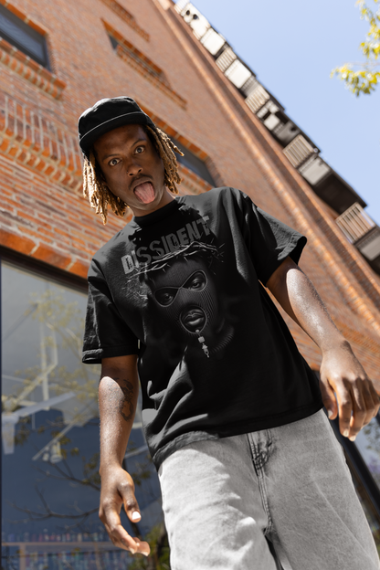 "DISSIDENT" Crown of Thorns Balaclava Graphic T-Shirt | Modern Martyr Streetwear Tee