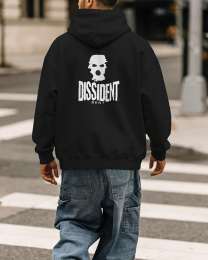 DISSIDENT Balaclava Graphic Hoodie – Black Urban Streetwear Pullover Hoodie