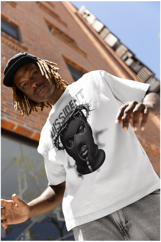 "DISSIDENT" Crown of Thorns Balaclava Graphic T-Shirt | Modern Martyr Streetwear Tee