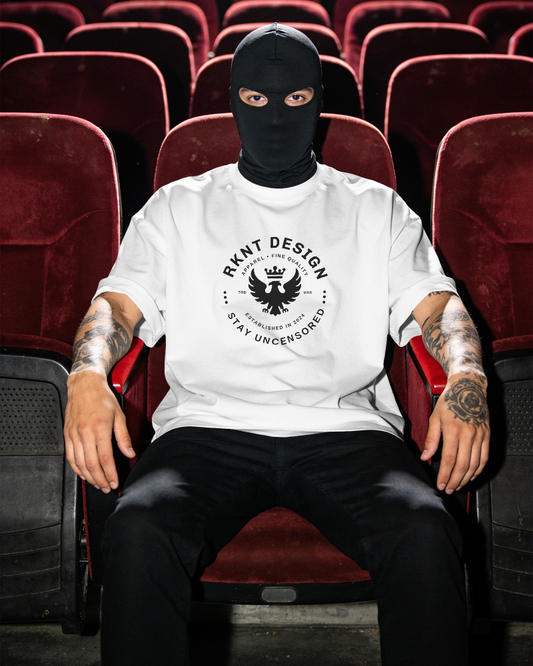 RKNT DESIGN "Stay Uncensored" Crest Graphic Oversized T-Shirt